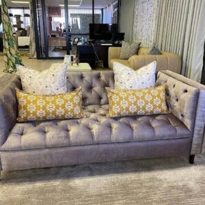 Q25- Gabriella Diamnd Button Two Seater-Velvet Grey